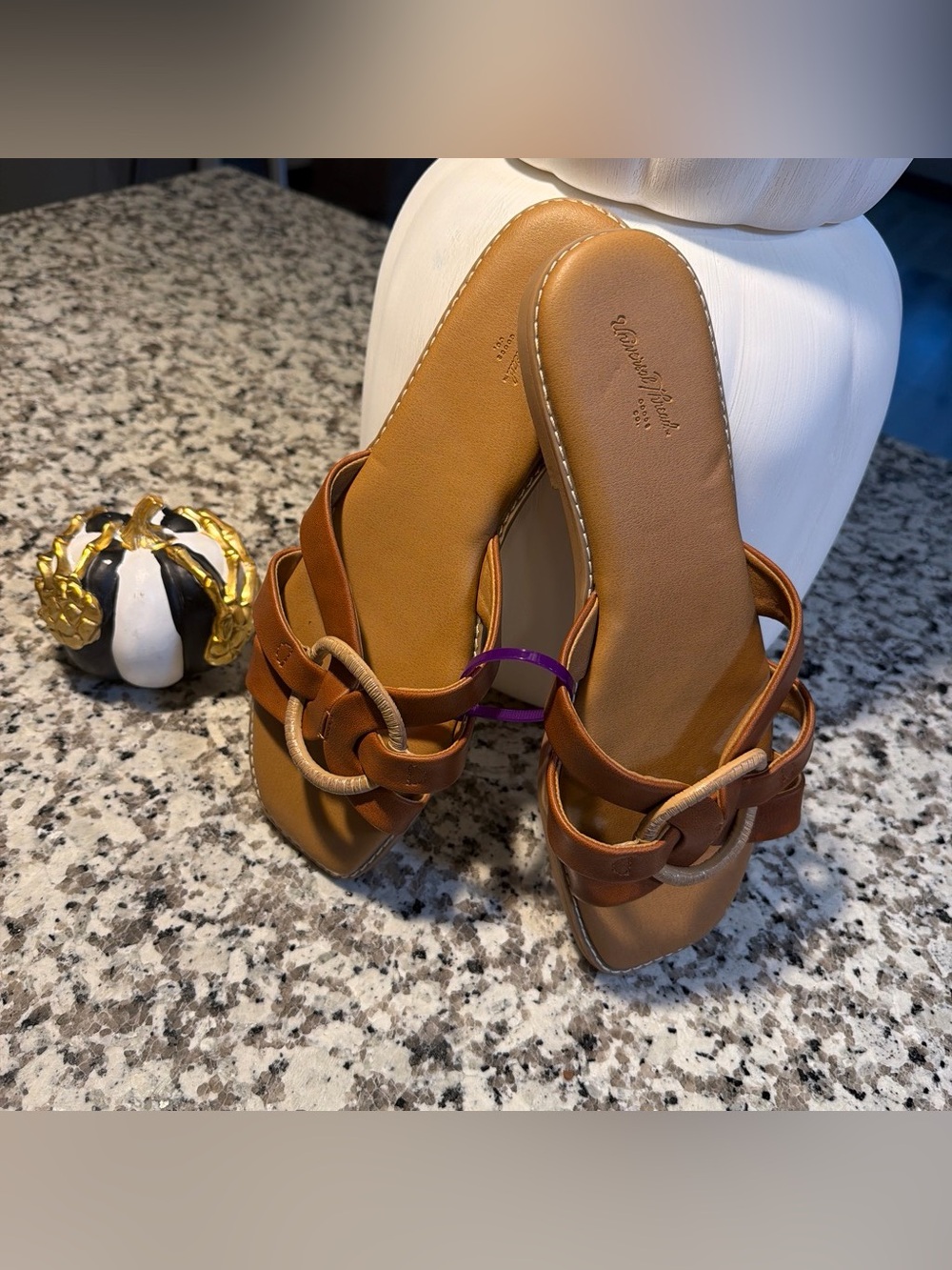 Universal Thread Tan Brown Knot Slide Sandals
